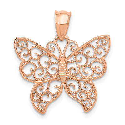 14K rose gold butterfly pendant