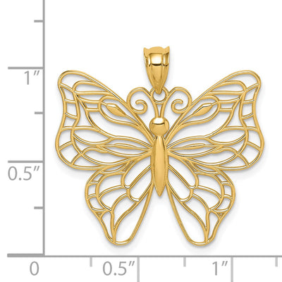 14K Polished Large Butterfly Pendant