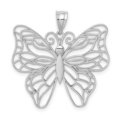 14K white gold butterfly pendant