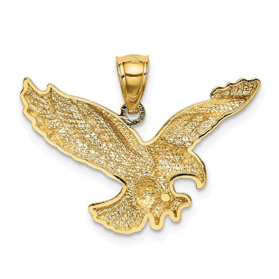 14K Gold Polished and Textured Eagle Pendant