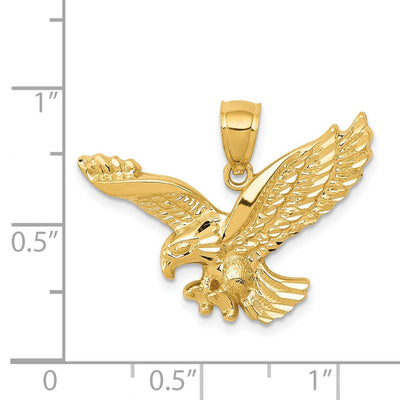 14K Gold Polished and Textured Eagle Pendant