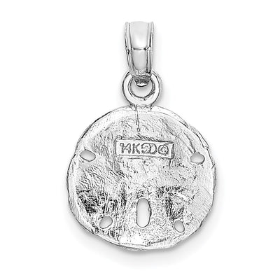14K White Gold Polished Sand Dollar Pendant, 19 x 11.45mm