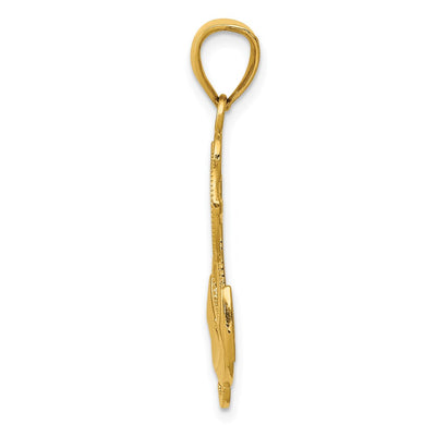 14K Polished Anchor with Textured Rope Pendant