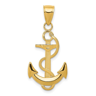 14K gold anchor pendant