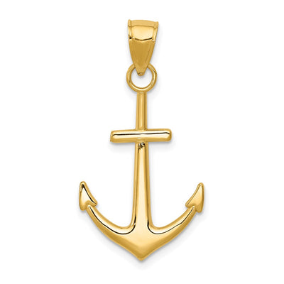 14K gold anchor pendant