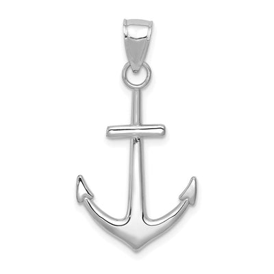 14K white gold anchor pendant