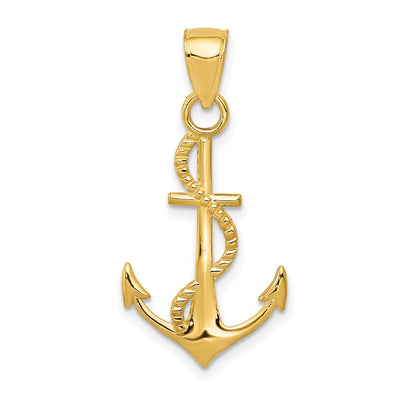 14K gold anchor pendant
