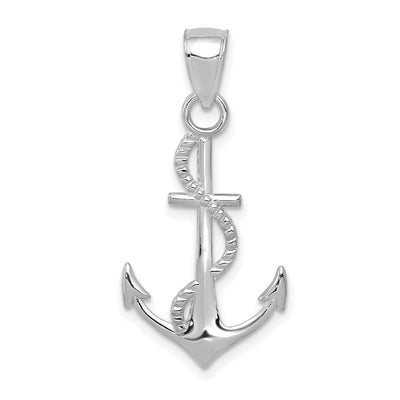 14K white gold anchor pendant