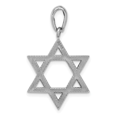 14K White Gold Star Of David Pendant, 33 x 20mm