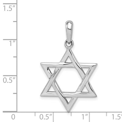 14K White Gold Star Of David Pendant, 33 x 20mm