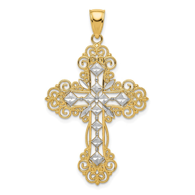 14k Yellow & Rhodium Pendants Style K5458 - Classique Jewelry Inc.