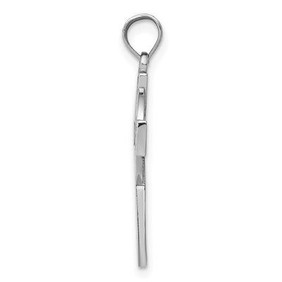 14K White Gold Celtic Cross Pendant, 26 x 13mm