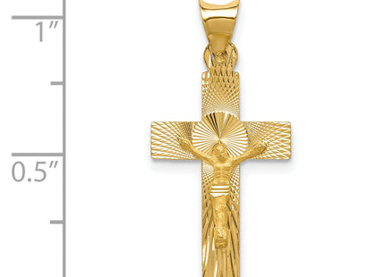 14k Polished Satin and D/C Crucifix Pendant