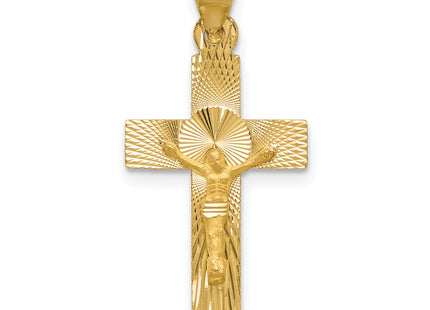 14k Polished Satin and D/C Crucifix Pendant