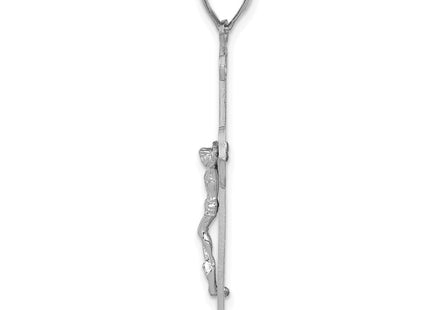 14K White Gold Polished Crucifix Pendant (Style K5565W)