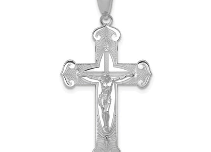 14K White Gold Polished Crucifix Pendant (Style K5565W)