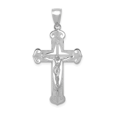 14K white gold crucifix pendant