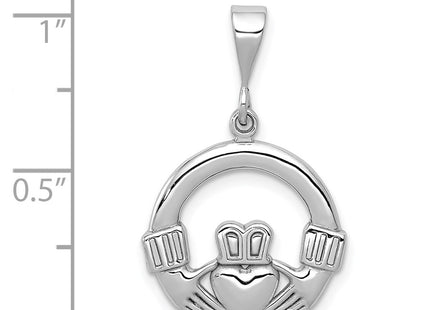 14K white gold claddagh charm, another view