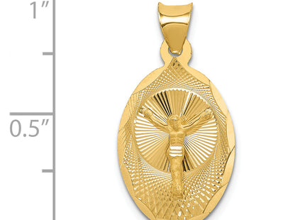14K Polished D/C Corpus Oval Pendant, 25.5 x 13mm