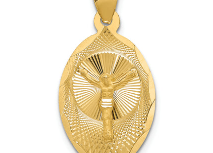 14K Polished D/C Corpus Oval Pendant, 25.5 x 13mm