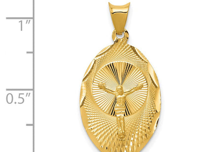 14K gold oval pendant, another view