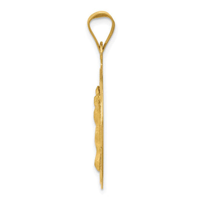 14K Polished D/C Corpus Circle Pendant, 23.5 x 16mm