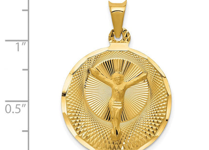 14K gold circle pendant, another view