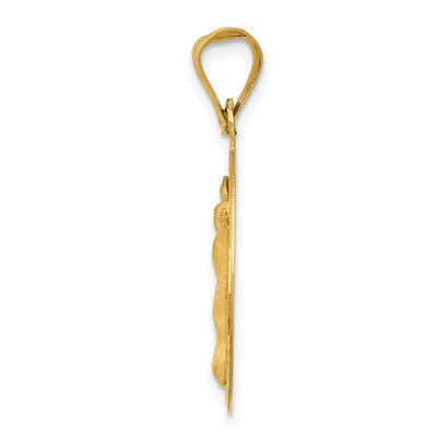 14K Polished D/C Corpus Circle Pendant, 29.5 x 20.5mm