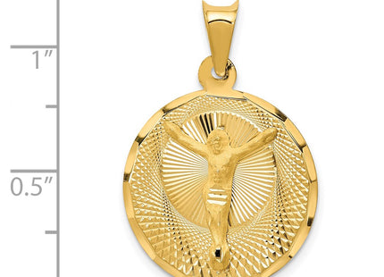 14K gold circle pendant, another view