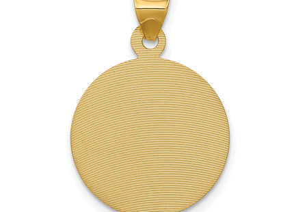 14K Polished D/C Corpus Circle Pendant, 23.5 x 16mm