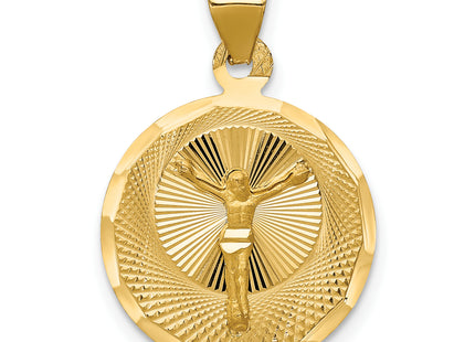 14K Polished D/C Corpus Circle Pendant, 23.5 x 16mm