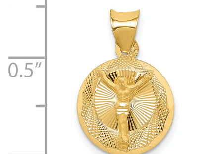14K Polished D/C Corpus Circle Pendant, 20 x 13mm