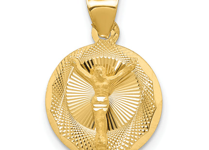 14K Polished D/C Corpus Circle Pendant, 20 x 13mm