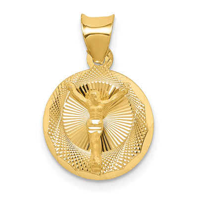 14K Polished D/C Corpus Circle Pendant, 20 x 13mm