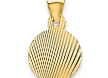 14K gold circle pendant, another view