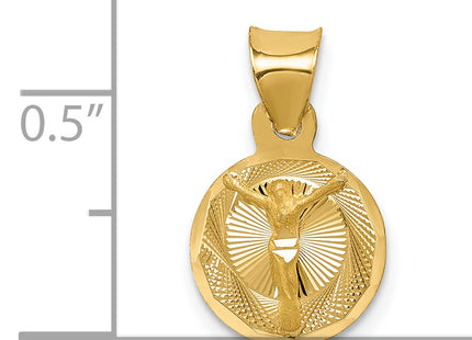 14K Polished D/C Corpus Circle Pendant, 17 x 10.5mm