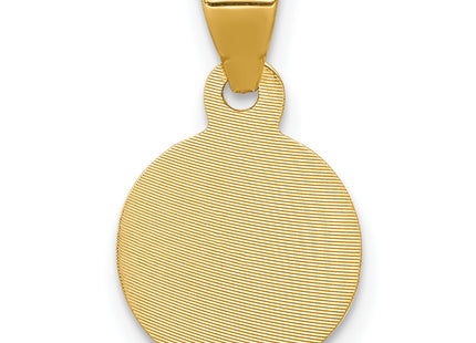 14K w/Rose and White Rhodium D/C Corpus Circle Pendant, 17 x 10.5mm