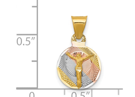 14K gold circle pendant, another view