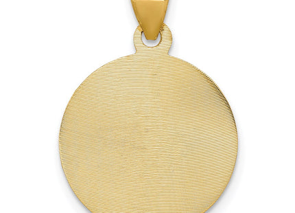 14K w/Rose and White Rhodium D/C Corpus Circle Pendant (Style K5623)