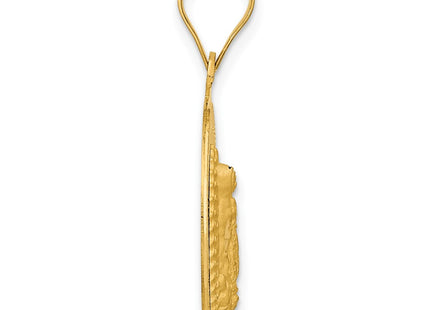 14K gold circle pendant, alternate view