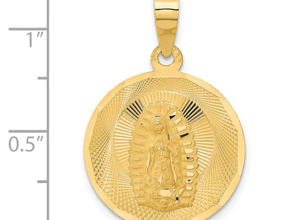 14K Polished D/C Lady Of Guadalupe Circle Pendant, 28.5 x 19.75mm