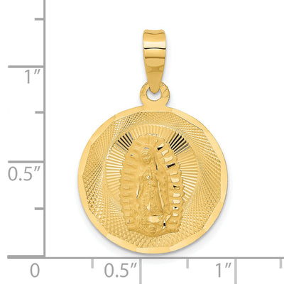 14K Polished D/C Lady Of Guadalupe Circle Pendant, 28.5 x 19.75mm