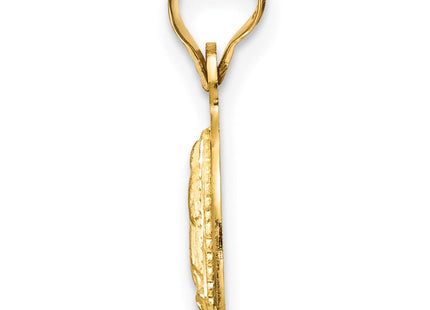 14K w/Rhodium Polished D/C Lady Of Guadalupe Circle Pendant (Style K5627)