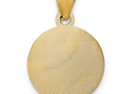 14K w/Rhodium Polished D/C Lady Of Guadalupe Circle Pendant, 19.3 x 13.5mm