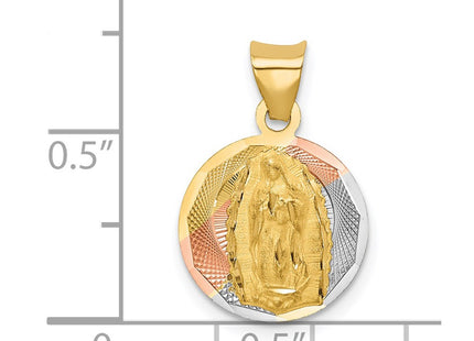 14K gold circle pendant, another view