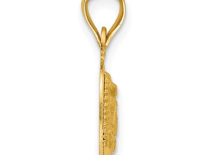 14K gold circle pendant, alternate view