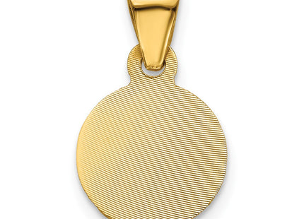 14K gold circle pendant, another view