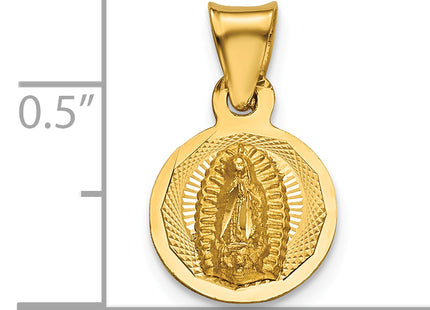 14K Polished D/C Lady Of Guadalupe Circle Pendant, 10.45 x 10.45mm