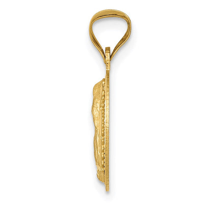14K Polished D/C Lady Of Guadalupe Circle Pendant, 13.07 x 12.85mm