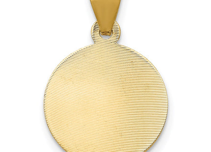14K gold circle pendant, further view